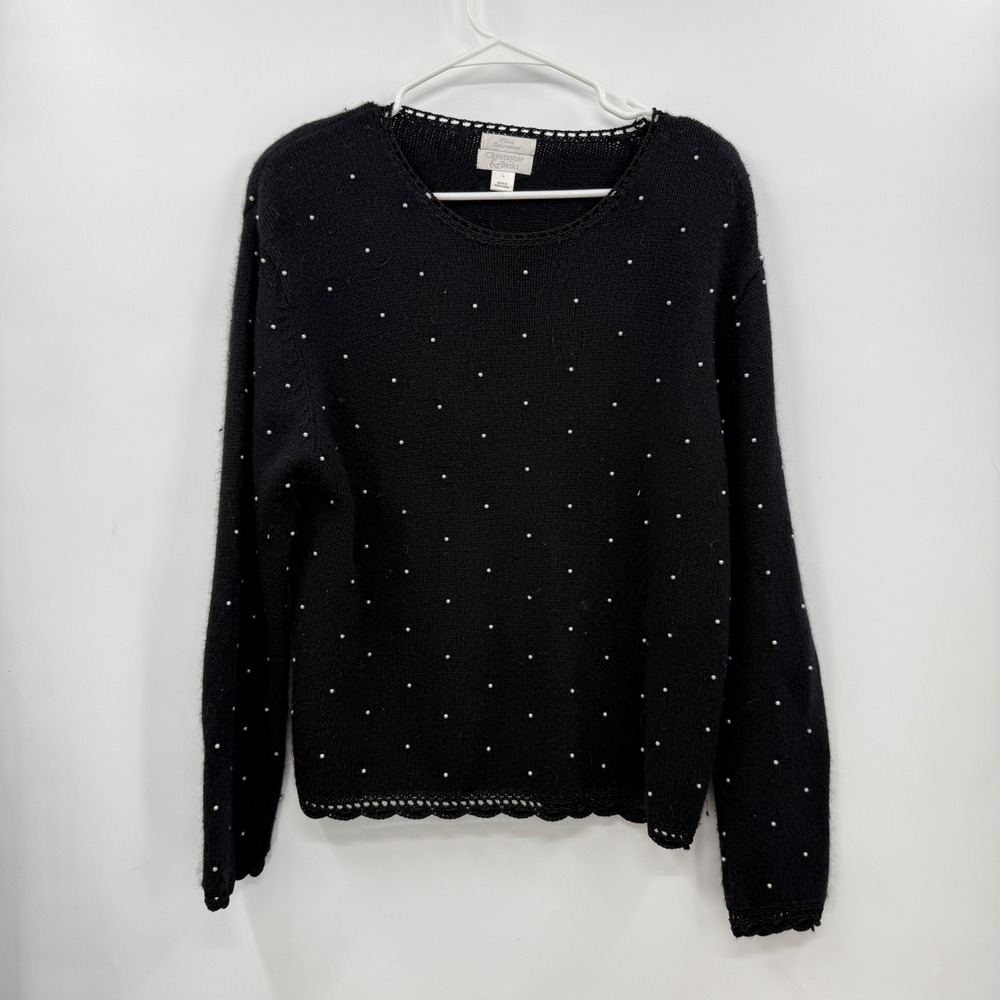 Christopher &‎ Banks Black Embellished Silk Blend Angora Sweater Womens Large